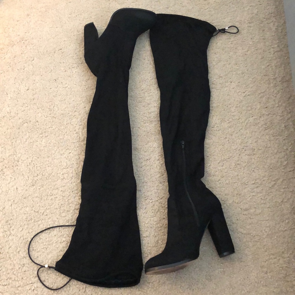 ASOS faux suede thigh high boots
